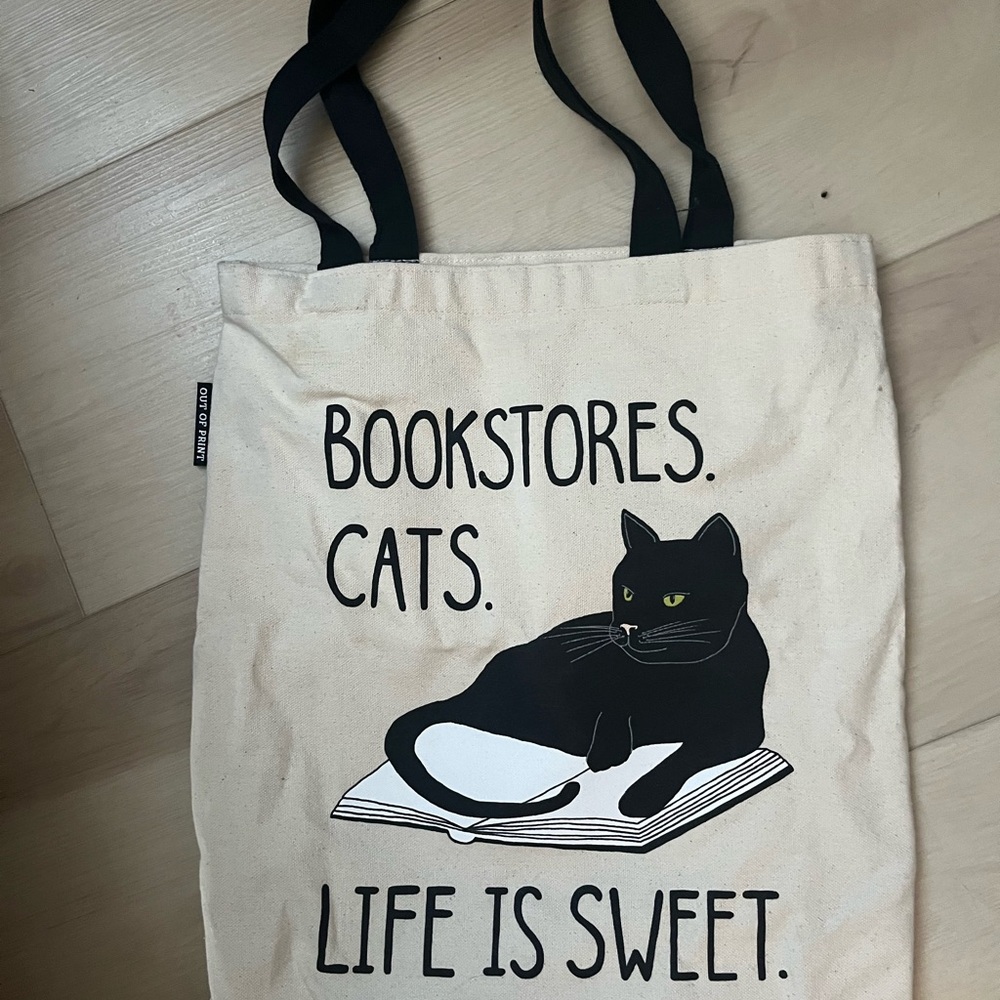 Canvas Tote with Black Cat Design